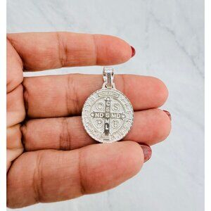 925 Sterling Silver Pendant Saint Benedict - Dije Plata San Benito | medalla
